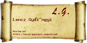 Lencz Gyöngyi névjegykártya