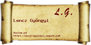 Lencz Gyöngyi névjegykártya
